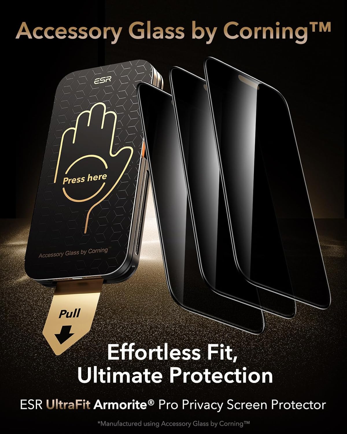 ESR UltraFit Armorite Pro Tempered Glass Privacy iPhone 17/16 Pro (3-Pack) ΠΡΟΣΤΑΣΙΑ ΟΘΟΝΗΣ ESR ESR UltraFit Armorite Pro Tempered Glass Privacy iPhone 17/16 Pro (3-Pack) - Image 2