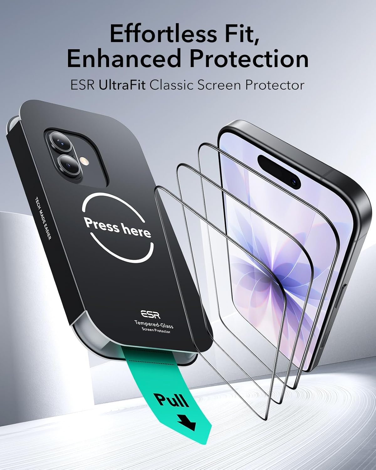 ESR UltraFit Classic Tempered Glass iPhone 17/16 Pro (2-Pack) ΠΡΟΣΤΑΣΙΑ ΟΘΟΝΗΣ ESR ESR UltraFit Classic Tempered Glass iPhone 17/16 Pro (2-Pack) - Image 3