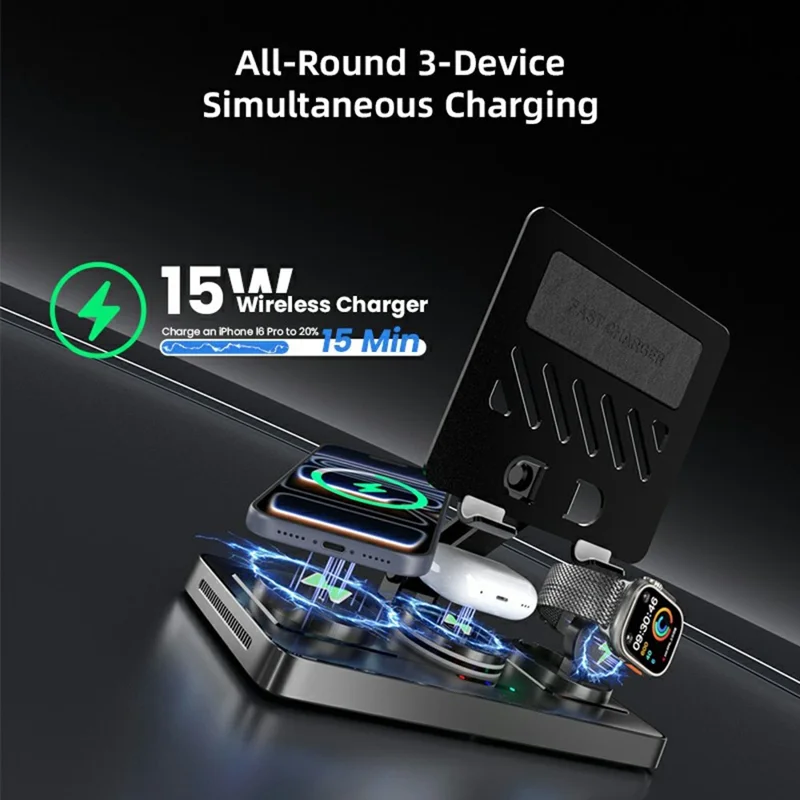 Orso 5in1 Wireless Charging Station Tablet Foldable Stand with Retractable Cable White GADGETS Orso Orso 5in1 Wireless Charging Station Tablet Foldable Stand with Retractable Cable White - Image 2