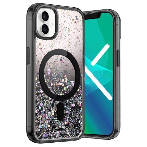Θήκη Siipro Water Glitter Magsafe Clear Black iPhone 17