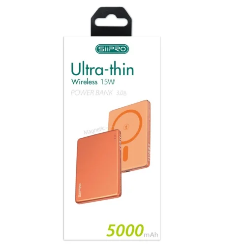 Alternative view of Siipro Ultra Thin Magnetic MagSafe PowerBank 5000mAh Orange