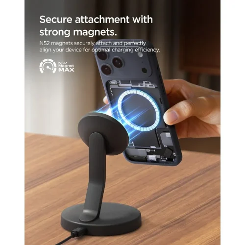 Alternative view of Spigen Essential Magnetic MagSafe Wireless Charger 15W Black (EF151MS)