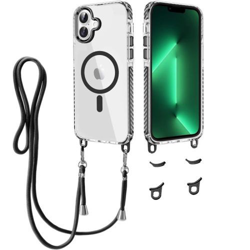 Θήκη Orso Detachable Lanyard Magsafe Clear Black iPhone 16 ΘΗΚΕΣ Orso Θήκη Orso Detachable Lanyard Magsafe Clear Black iPhone 16