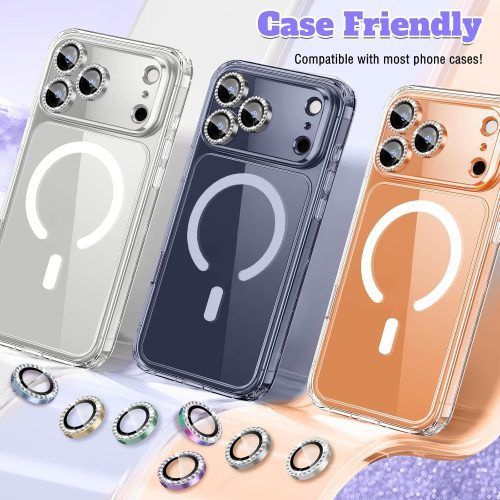 Alternative view of Orso Lens Camera Tempered Glass Spring Green Diamonds iPhone 17 Pro/17 Pro Max