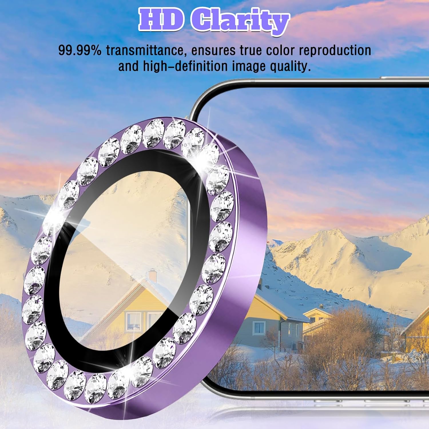 Orso Lens Camera Tempered Glass Violet Diamonds iPhone 17/16/16 Plus ΠΡΟΣΤΑΣΙΑ ΟΘΟΝΗΣ Orso Orso Lens Camera Tempered Glass Violet Diamonds iPhone 17/16/16 Plus - Image 4