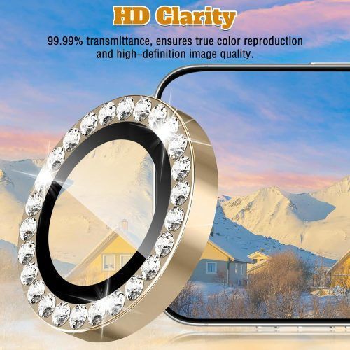 Alternative view of Orso Lens Camera Tempered Glass Gold Diamonds iPhone 17/16/16 Plus