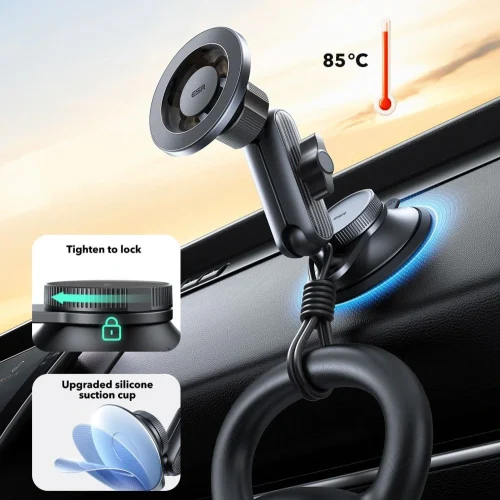 Alternative view of ESR OmniLock Suction Cup MagSafe Mount Black Carbon Fiber (2B524)