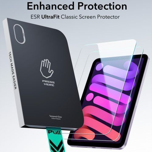 Alternative view of ESR UltraFit Classic Tempered Glass iPad Mini 6/7 (2-Pack)