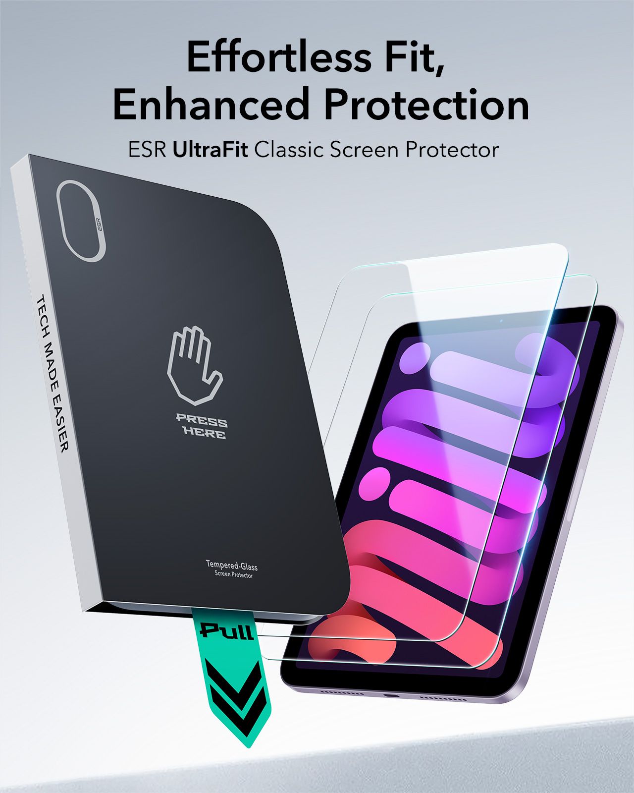 ESR UltraFit Classic Tempered Glass iPad Mini 6/7 (2-Pack) ΠΡΟΣΤΑΣΙΑ ΟΘΟΝΗΣ ESR ESR UltraFit Classic Tempered Glass iPad Mini 6/7 (2-Pack) - Image 2