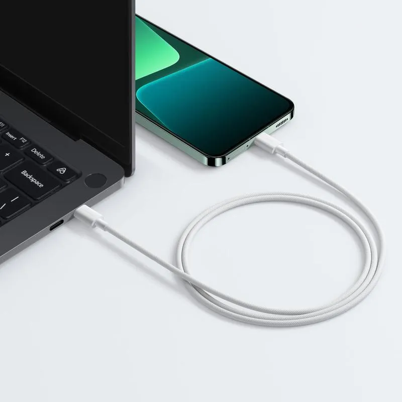 Καλώδιο Xiaomi 3A Braided 60W USB-C to USB-C 1m White ANDROID Xiaomi Καλώδιο Xiaomi 3A Braided 60W USB-C to USB-C 1m White - Image 3