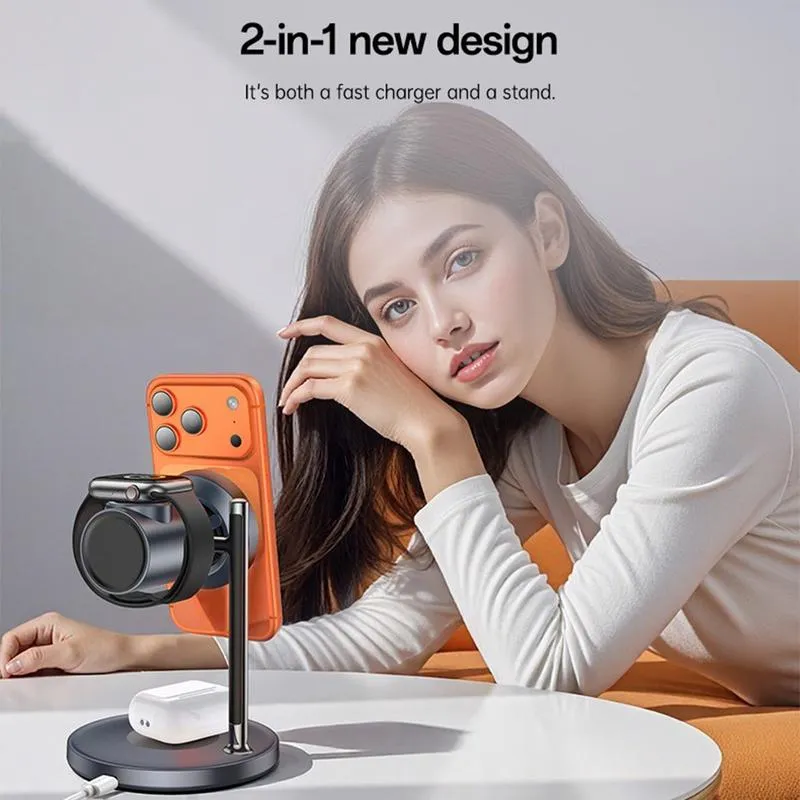 Yesido 3in1 Qi2.2 MagSafe Wireless Charging Station 25W (DS40) APPLE WATCH Yesido Yesido 3in1 Qi2.2 MagSafe Wireless Charging Station 25W (DS40) - Image 3