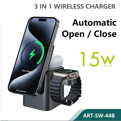 Siipro 3in1 MagSafe 15W Wireless Cube Charging Station Black (SW-44B) APPLE WATCH SIIPRO Siipro 3in1 MagSafe 15W Wireless Cube Charging Station Black (SW-44B)