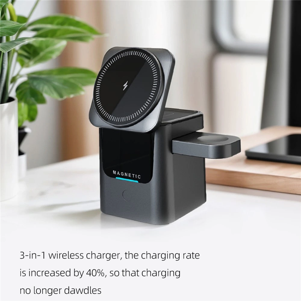 Siipro 3in1 MagSafe 15W Wireless Cube Charging Station Black (SW-44B) APPLE WATCH SIIPRO Siipro 3in1 MagSafe 15W Wireless Cube Charging Station Black (SW-44B) - Image 4
