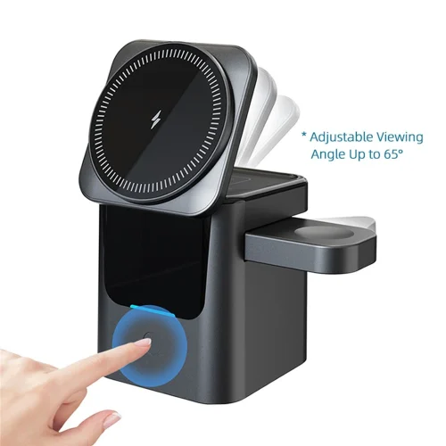 Alternative view of Siipro 3in1 MagSafe 15W Wireless Cube Charging Station Black (SW-44B)