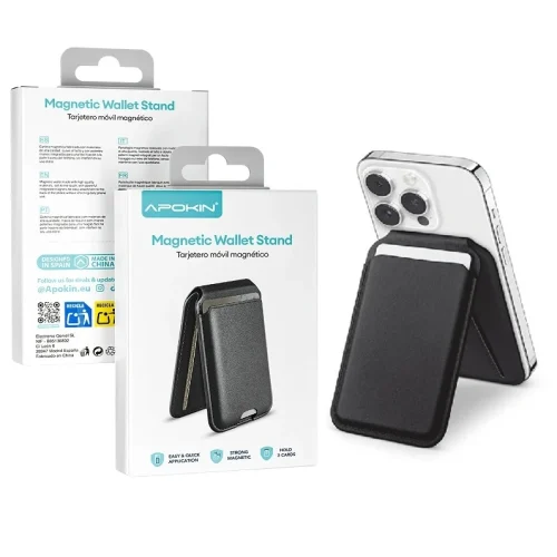 Apokin MagSafe Magnetic Wallet Fold Stand Black (S02)