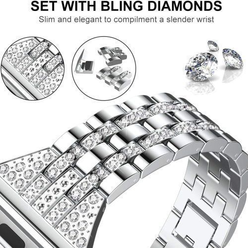 Alternative view of Λουράκι Orso Rhinestones Metal Beads Silver Apple Watch 44/45/46/49mm