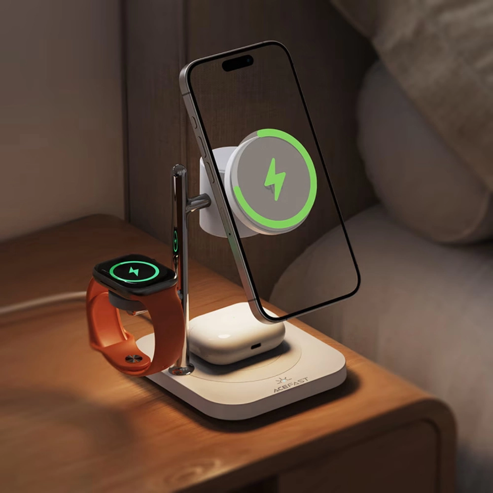 AceFast 4in1 Qi2.2 Desktop Wireless Charging Station 32.5W White (E39) APPLE WATCH AceFast AceFast 4in1 Qi2.2 Desktop Wireless Charging Station 32.5W White (E39) - Image 3