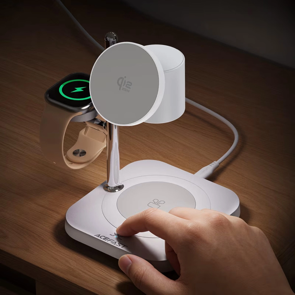 AceFast 4in1 Qi2.2 Desktop Wireless Charging Station 32.5W White (E39) APPLE WATCH AceFast AceFast 4in1 Qi2.2 Desktop Wireless Charging Station 32.5W White (E39) - Image 2