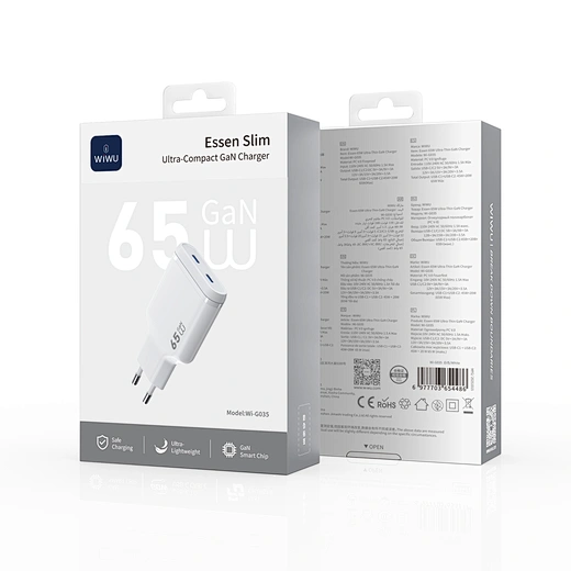WiWU Essen Slim Ultra Compact GaN Charger 65W White (G035) ΑΞΕΣΟΥΑΡ WIWU WiWU Essen Slim Ultra Compact GaN Charger 65W White (G035) - Image 3