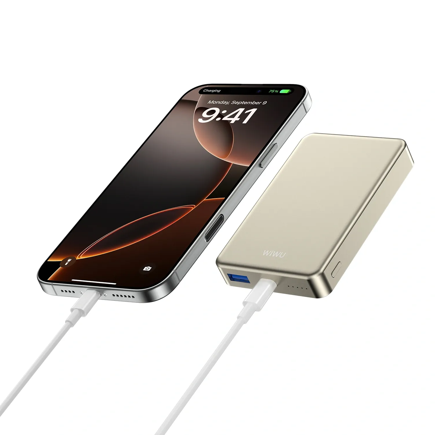 WiWU Ultra Thin Magnetic MagSafe PowerBank 10000mAh Gold (P15-1) POWERBANK MAGSAFE WIWU WiWU Ultra Thin Magnetic MagSafe PowerBank 10000mAh Gold (P15-1) - Image 5