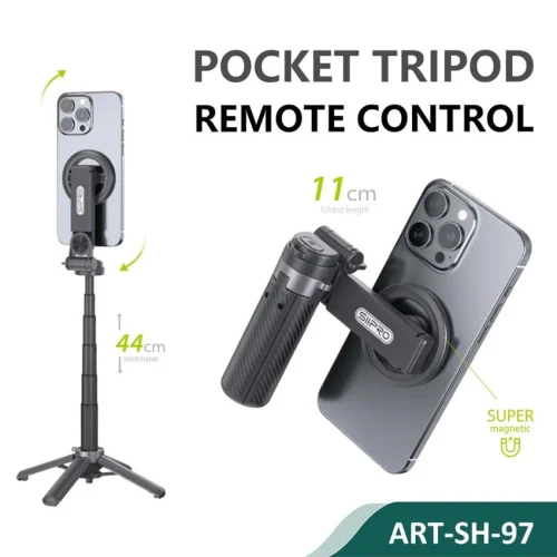 Siipro Pocket MagSafe Selfie Stick Tripod Black (SH-97) MAGSAFE GADGETS SIIPRO Siipro Pocket MagSafe Selfie Stick Tripod Black (SH-97)