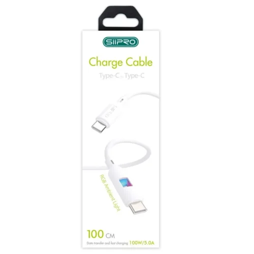 Alternative view of Siipro Καλώδιο USB-C to USB-C 1M 100W White