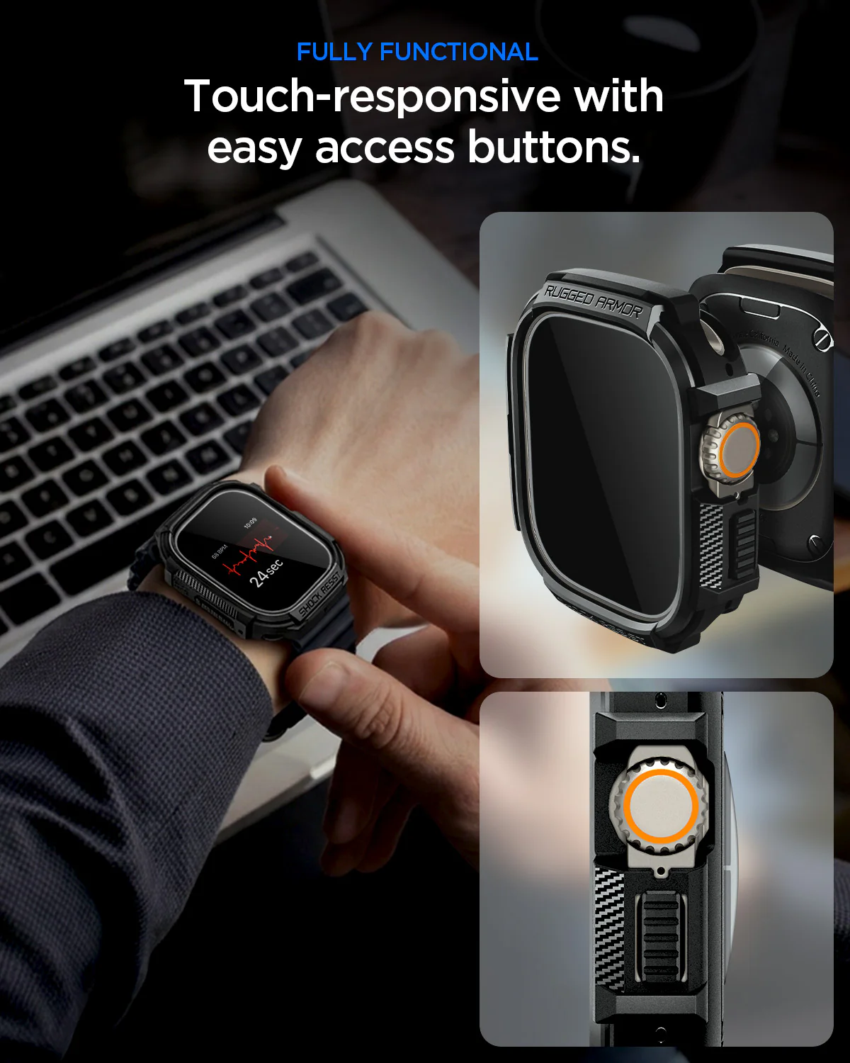 Θήκη+Τζαμάκι Spigen Rugged Armor Matte Black Apple Watch Ultra 49mm APPLE WATCH Spigen Θήκη+Τζαμάκι Spigen Rugged Armor Matte Black Apple Watch Ultra 49mm - Image 5