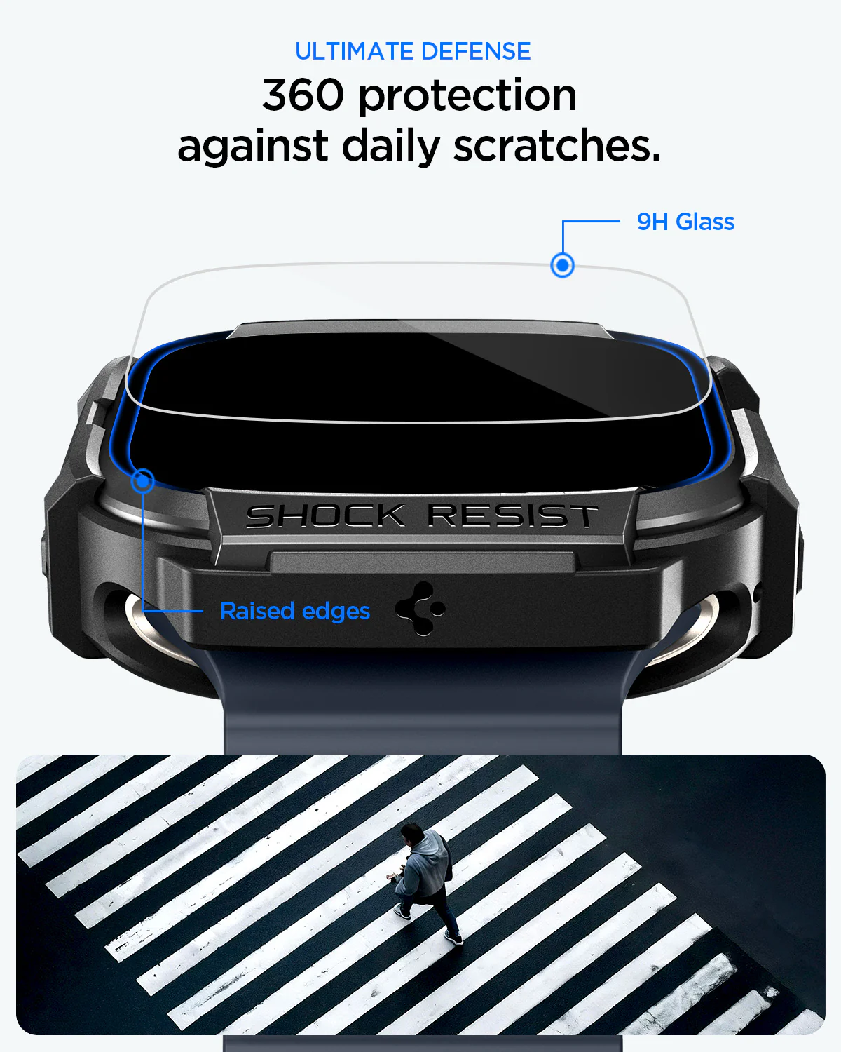 Θήκη+Τζαμάκι Spigen Rugged Armor Matte Black Apple Watch Ultra 49mm APPLE WATCH Spigen Θήκη+Τζαμάκι Spigen Rugged Armor Matte Black Apple Watch Ultra 49mm - Image 4