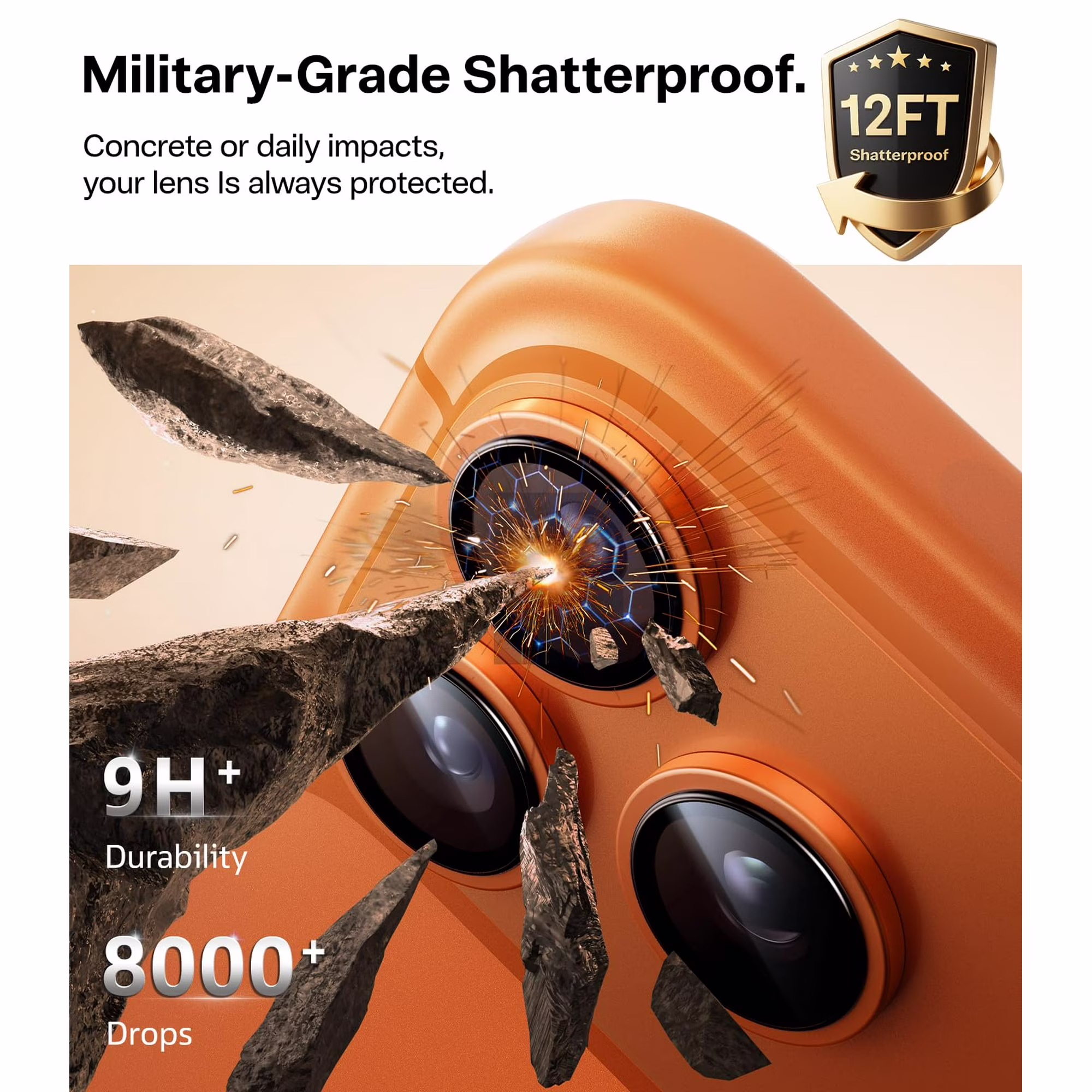 Torras LensGuard Tempered Glass Orange iPhone 17 Pro/17 Pro Max ΠΡΟΣΤΑΣΙΑ ΟΘΟΝΗΣ TORRAS Torras LensGuard Tempered Glass Orange iPhone 17 Pro/17 Pro Max - Image 2
