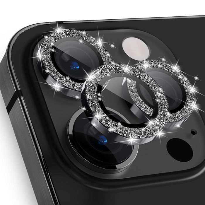 OEM Lens Camera Tempered Glass Glitter Black iPhone 16 Pro Max/16 Pro/15 Pro Max/15 Pro ΠΡΟΣΤΑΣΙΑ ΟΘΟΝΗΣ Orso OEM Lens Camera Tempered Glass Glitter Black iPhone 16 Pro Max/16 Pro/15 Pro Max/15 Pro