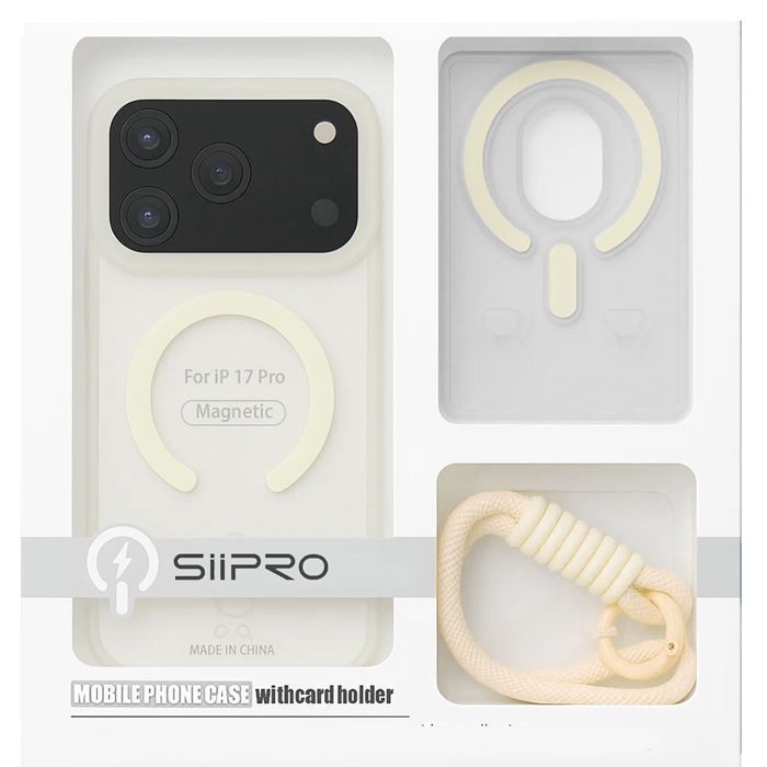 Θήκη Siipro 3in1 Magsafe Set Wallet & Wrist Strap Clear Yellow iPhone 17 Pro Max ΘΗΚΕΣ SIIPRO Θήκη Siipro 3in1 Magsafe Set Wallet & Wrist Strap Clear Yellow iPhone 17 Pro Max