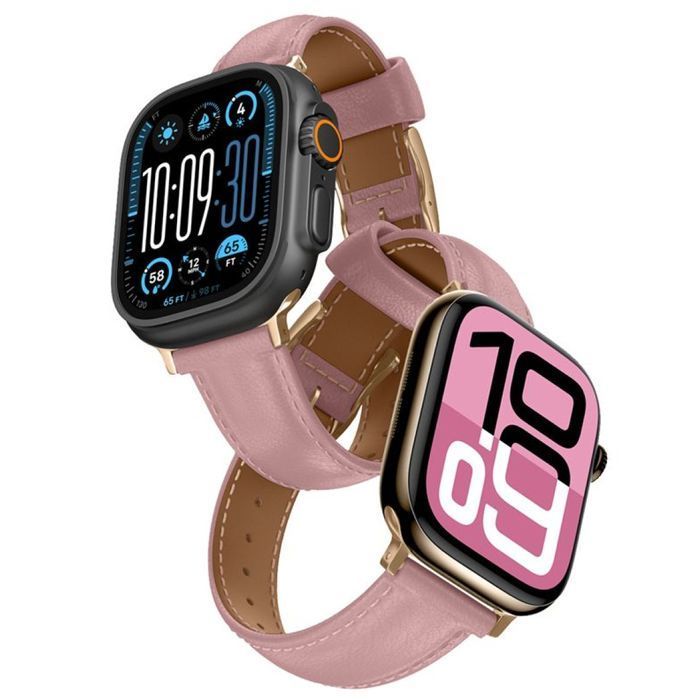Λουράκι AmazingThing Class Glamour Leather Band Pink Apple Watch 44/45/46/49mm APPLE WATCH AmazingThing Λουράκι AmazingThing Class Glamour Leather Band Pink Apple Watch 44/45/46/49mm