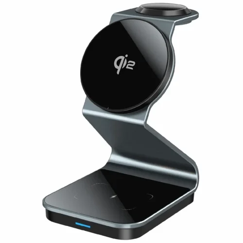 Alternative view of Orso 3in1 Wireless MagSafe Qi2 Charger Stand 15W Metal Grey (Q222)