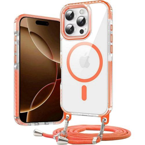 Θήκη Orso Detachable Lanyard Magsafe Clear Orange iPhone 13/14