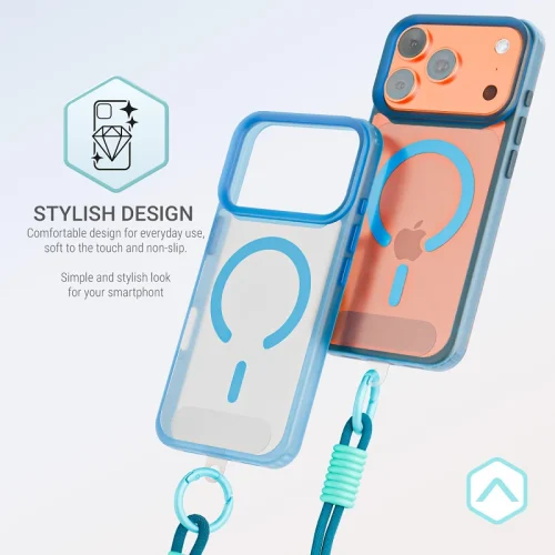 Alternative view of Θήκη Apokin Silicone Magsafe Strap Clear Black iPhone 15