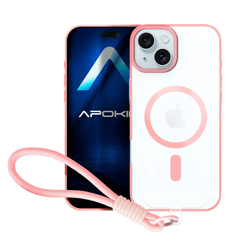 Θήκη Apokin Silicone Magsafe Strap Clear Pink iPhone 15 ΘΗΚΕΣ Apokin Θήκη Apokin Silicone Magsafe Strap Clear Pink iPhone 15
