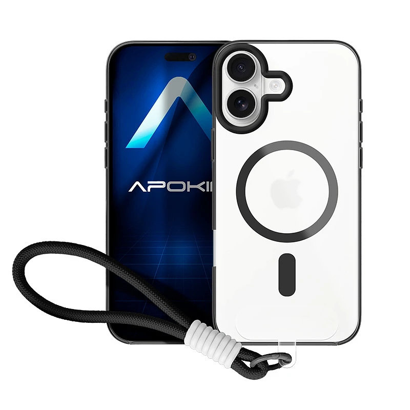 Θήκη Apokin Silicone Magsafe Strap Clear Black iPhone 16 ΘΗΚΕΣ Apokin Θήκη Apokin Silicone Magsafe Strap Clear Black iPhone 16