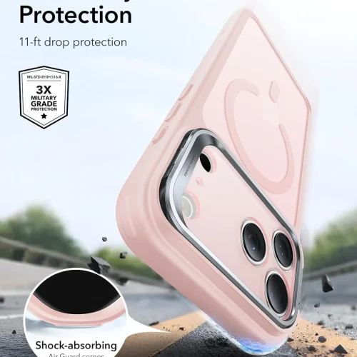 Alternative view of Θήκη ESR Classic Hybrid with Stash Stand (Camera Control Button) HaloLock MagSafe Frosted Bubblegum Pink iPhone 17 Pro
