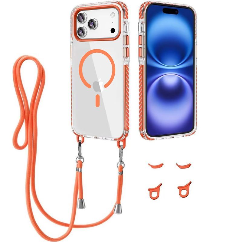 Θήκη Orso Detachable Lanyard Magsafe Clear Orange iPhone 17 Pro Max ΘΗΚΕΣ Orso Θήκη Orso Detachable Lanyard Magsafe Clear Orange iPhone 17 Pro Max