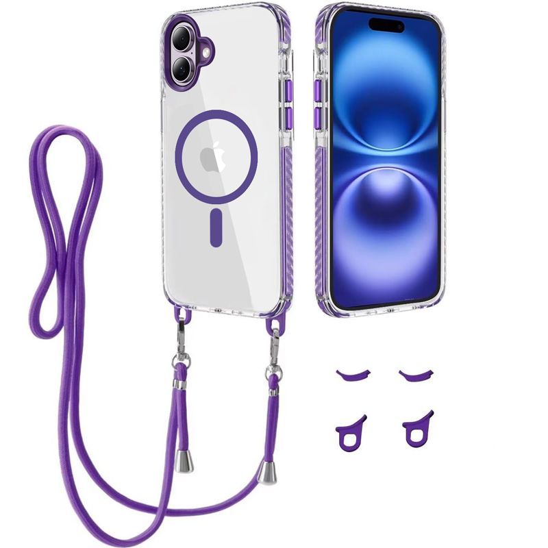 Θήκη Orso Detachable Lanyard Magsafe Clear Purple iPhone 16 ΘΗΚΕΣ Orso Θήκη Orso Detachable Lanyard Magsafe Clear Purple iPhone 16