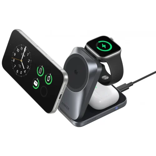 Anker 3in1 Set Foldable Prime MagGo Qi2 Charging Station Black (A25N1) APPLE WATCH Anker Anker 3in1 Set Foldable Prime MagGo Qi2 Charging Station Black (A25N1)