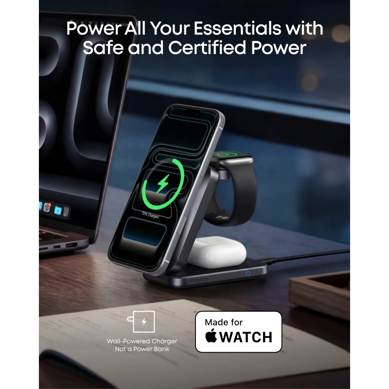 Anker 3in1 Set Foldable Prime MagGo Qi2 Charging Station Black (A25N1) APPLE WATCH Anker Anker 3in1 Set Foldable Prime MagGo Qi2 Charging Station Black (A25N1) - Image 4