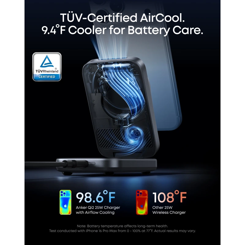 Anker 3in1 Set Foldable Prime MagGo Qi2 Charging Station Black (A25N1) APPLE WATCH Anker Anker 3in1 Set Foldable Prime MagGo Qi2 Charging Station Black (A25N1) - Image 7