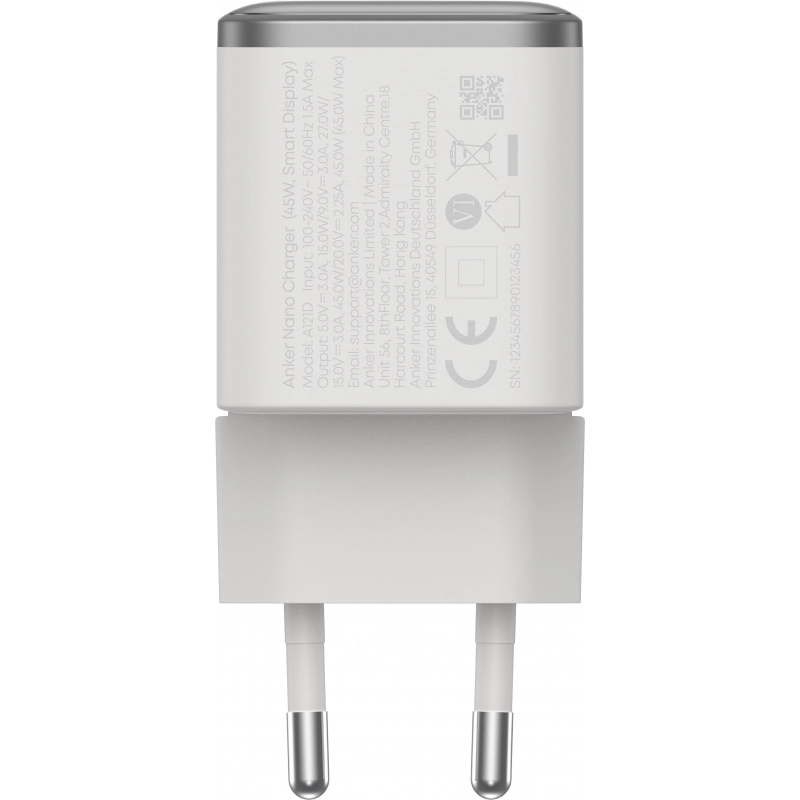 Anker Nano Charger 45W GaN USB-C Smart Display Wall Charger White ΑΞΕΣΟΥΑΡ Anker Anker Nano Charger 45W GaN USB-C Smart Display Wall Charger White - Image 3