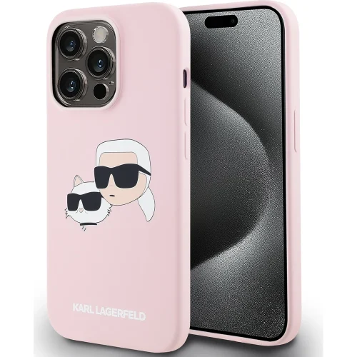 Θήκη Karl Lagerfeld Liquid Silicone Double Heads MagSafe Pink iPhone 15 Pro Max ΘΗΚΕΣ KARL LAGERFELD Θήκη Karl Lagerfeld Liquid Silicone Double Heads MagSafe Pink iPhone 15 Pro Max