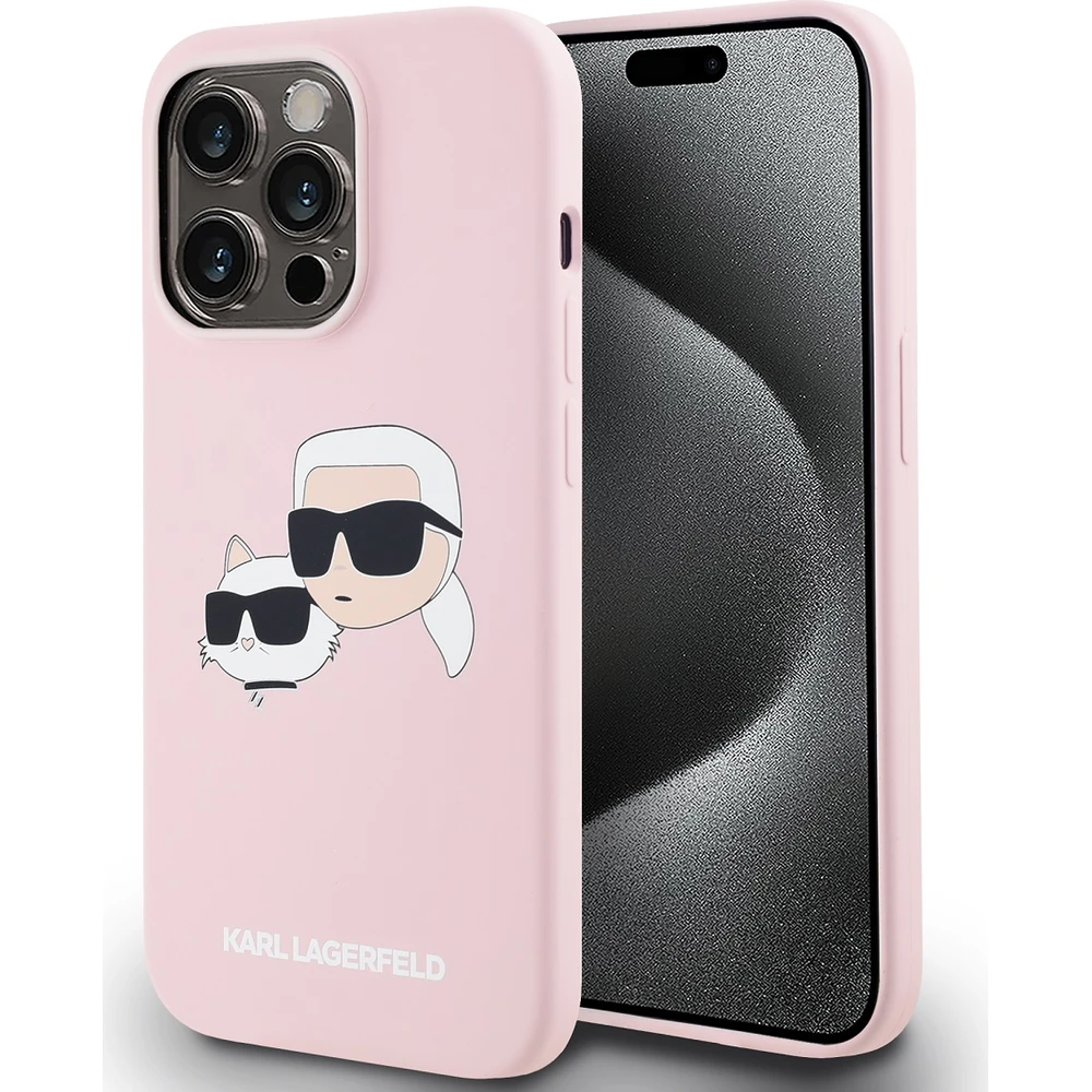 Θήκη Karl Lagerfeld Liquid Silicone Double Heads MagSafe Pink iPhone 15 Pro Max ΘΗΚΕΣ KARL LAGERFELD Θήκη Karl Lagerfeld Liquid Silicone Double Heads MagSafe Pink iPhone 15 Pro Max