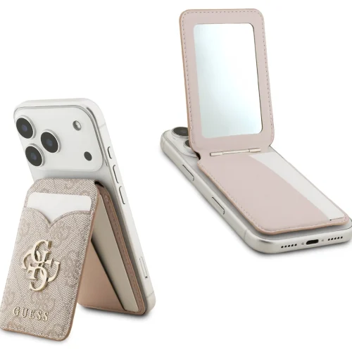 Guess PU 4G Mirror MagSafe Wallet Card Slot & Stand Pink MAGSAFE GADGETS Guess Guess PU 4G Mirror MagSafe Wallet Card Slot & Stand Pink