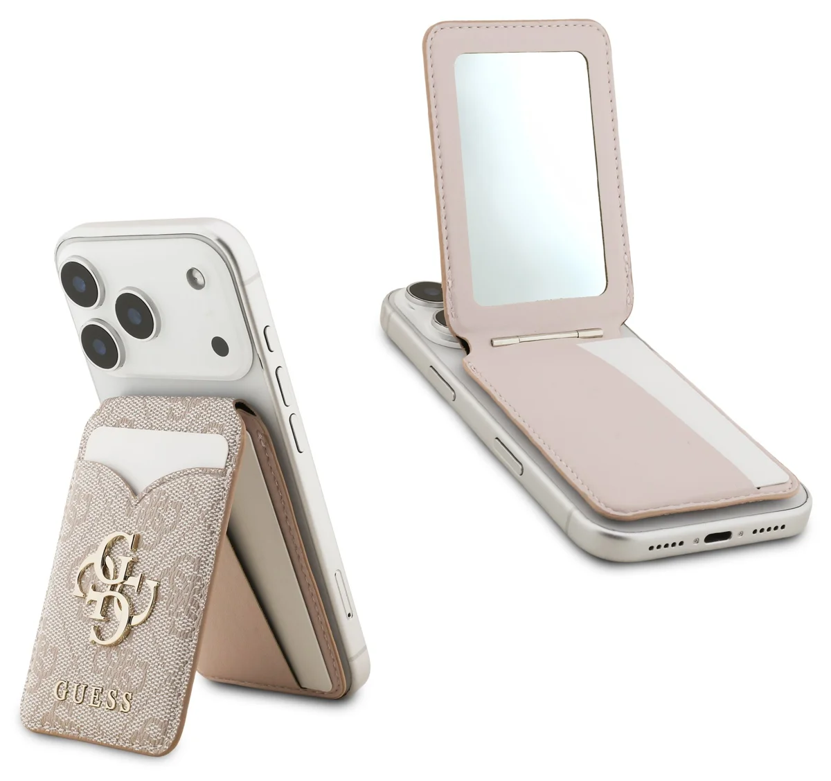 Guess PU 4G Mirror MagSafe Wallet Card Slot & Stand Pink MAGSAFE GADGETS Guess Guess PU 4G Mirror MagSafe Wallet Card Slot & Stand Pink