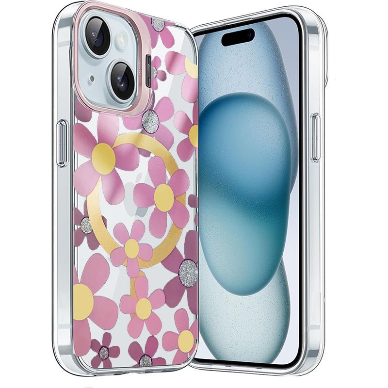 Θήκη Apokin Stash Stand Flowers MagSafe Clear Rose iPhone 15 ΘΗΚΕΣ Apokin Θήκη Apokin Stash Stand Flowers MagSafe Clear Rose iPhone 15
