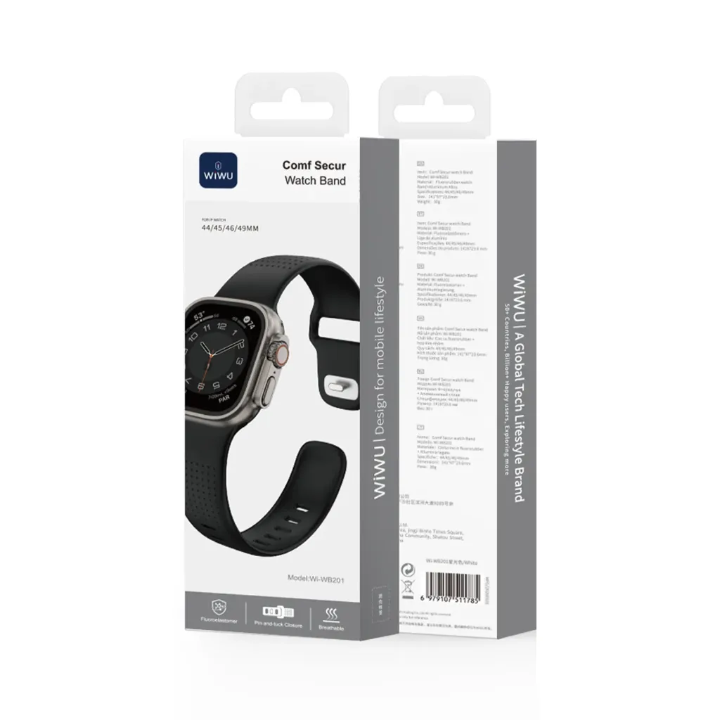 Λουράκι WIWU Comf Secur Silicone Black Apple Watch 44/45/46/49mm APPLE WATCH WIWU Λουράκι WIWU Comf Secur Silicone Black Apple Watch 44/45/46/49mm - Image 5